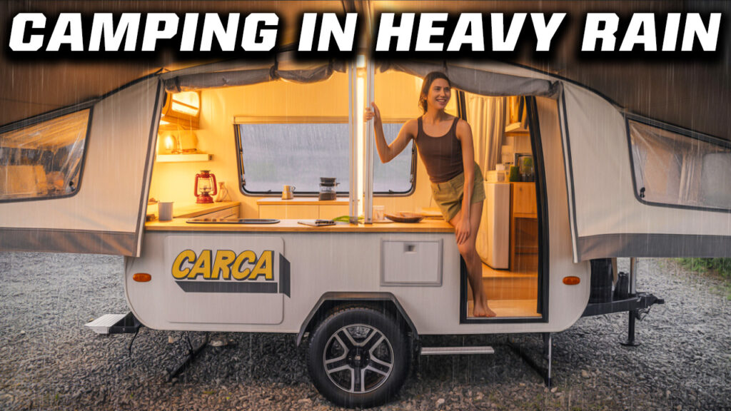 30 essential camping tools to survive any crisis, showcasing the Mobi Garden inflatable camp sofa, Jackery Explorer power bank, Katadyn BeFree water filter bottle, and Oasser pickup truck bed tent for emergency preparedness.