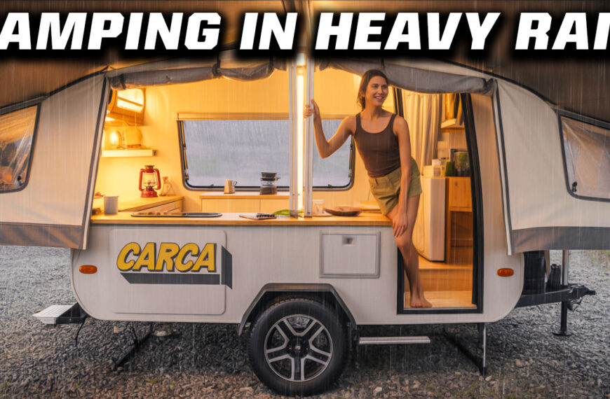 30 essential camping tools to survive any crisis, showcasing the Mobi Garden inflatable camp sofa, Jackery Explorer power bank, Katadyn BeFree water filter bottle, and Oasser pickup truck bed tent for emergency preparedness.