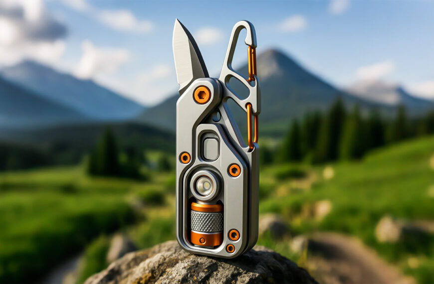 A flat-lay photo showcasing essential Everyday Carry (EDC) gear, including the YSMART Tipen Mini Pen, PICHI X2S Minimalist Multitool, COAST Folding Pocketknife, Rhinokey Wallet Tracker Card, and TUNENGE Keychain Flashlights, organized against a dark, tactical background.